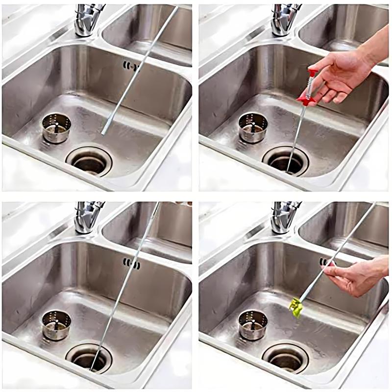 Herramienta de agarre flexible de 78.74" con 4 garras, para recoger basura en desagües de fregaderos y retretes