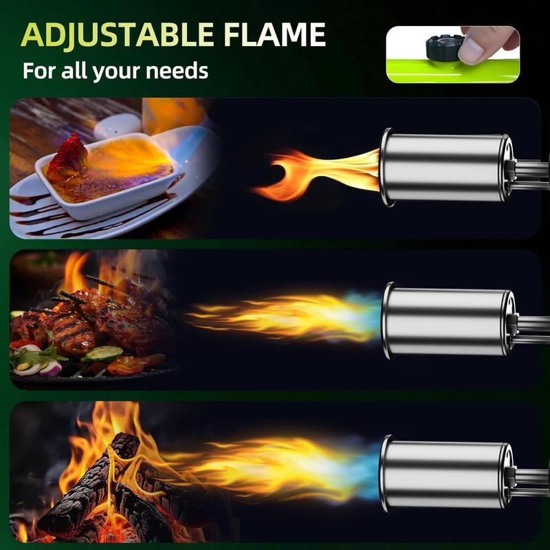 Powerful Propane Torch(Propane Tank Not Included),With One-Touch Max Fire Button and Safety Lock, Adjustable Blow Torch for Sous Vide Searing Steak