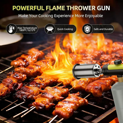 Powerful Propane Torch(Propane Tank Not Included),With One-Touch Max Fire Button and Safety Lock, Adjustable Blow Torch for Sous Vide Searing Steak