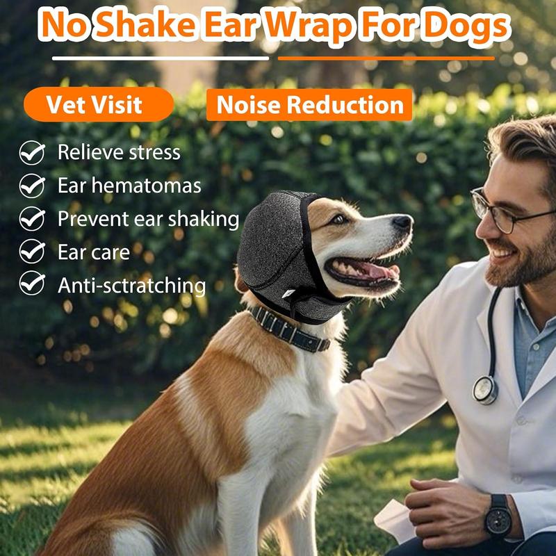 Grey Dog Calming Hooded Ear Muffs, Waterproof Noise Blocking Pet Ear Cover for Bath Swimming Fireworks Hematoma Care
