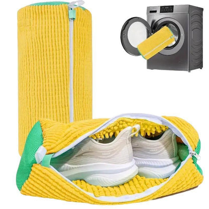 Grey Mesh Laundry Shoe Washing Bag, Washing Machine Shoe Protector Bag, Footwear Cleaning Accessory
