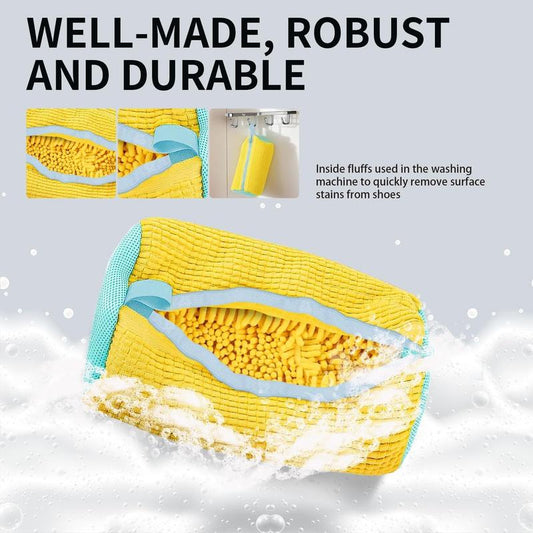 Grey Mesh Laundry Shoe Washing Bag, Washing Machine Shoe Protector Bag, Footwear Cleaning Accessory