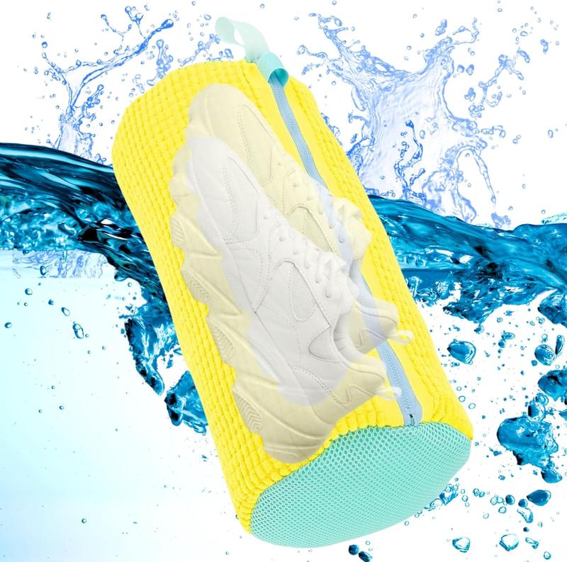 Grey Mesh Laundry Shoe Washing Bag, Washing Machine Shoe Protector Bag, Footwear Cleaning Accessory