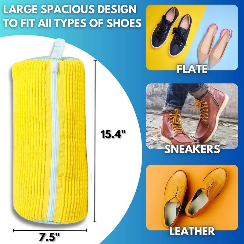 Grey Mesh Laundry Shoe Washing Bag, Washing Machine Shoe Protector Bag, Footwear Cleaning Accessory