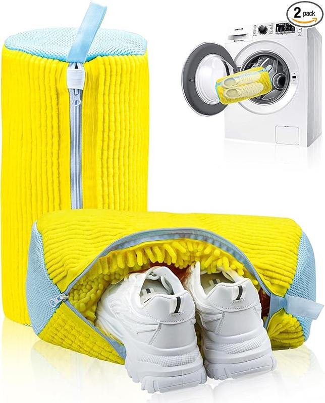 Grey Mesh Laundry Shoe Washing Bag, Washing Machine Shoe Protector Bag, Footwear Cleaning Accessory