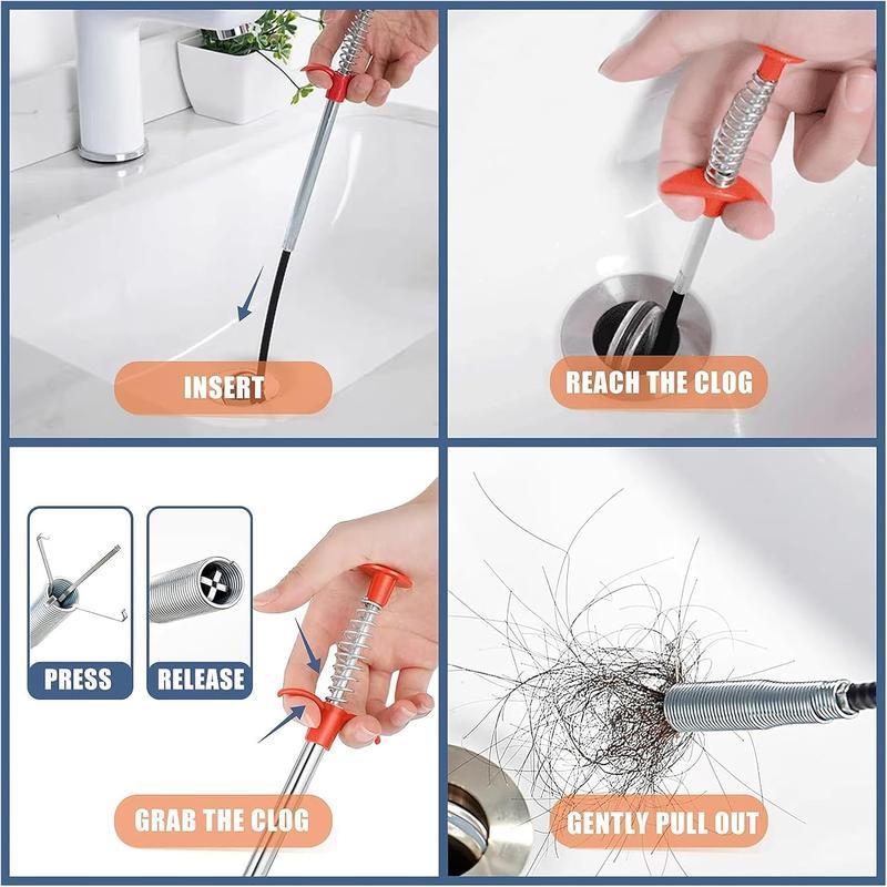 78.74" 4-Claw Flexible Grabber Reacher Tool, Bendable Hose Pick Up Tool for Sink Drain Litter Toilet, Father's Day Gift