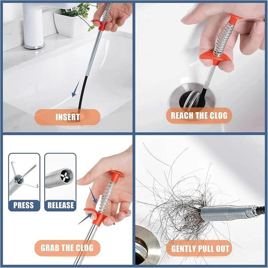 78.74" 4-Claw Flexible Grabber Reacher Tool, Bendable Hose Pick Up Tool for Sink Drain Litter Toilet, Father's Day Gift