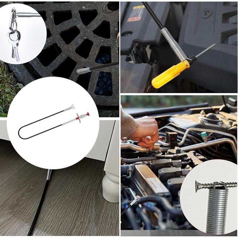 78.74" 4-Claw Flexible Grabber Reacher Tool, Bendable Hose Pick Up Tool for Sink Drain Litter Toilet, Father's Day Gift