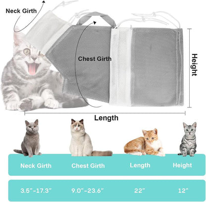 Portable Adjustable Cat Bath Mesh Bag Safe Pet Grooming Bag for Bath Nail Trim Injection Travel