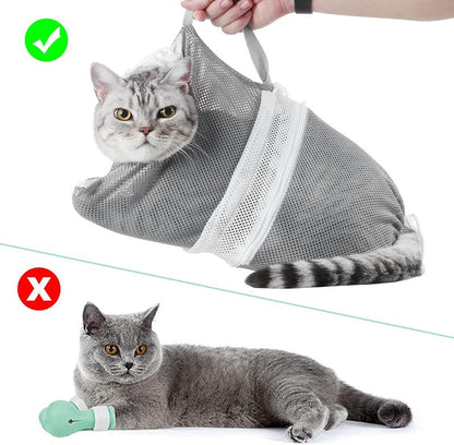 Portable Adjustable Cat Bath Mesh Bag Safe Pet Grooming Bag for Bath Nail Trim Injection Travel