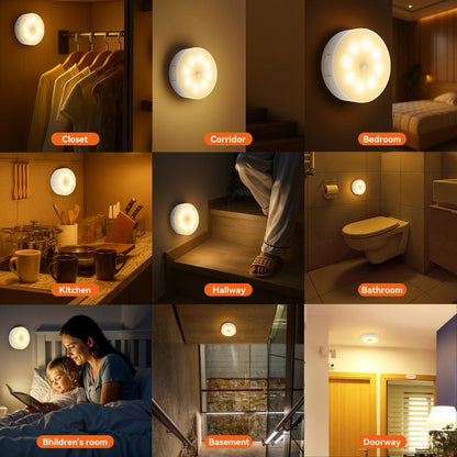 2PCS Motion Sensor Night Light, USB Rechargeable Magnetic Warm Lamp for Closet, Stairs, Bathroom & Garage