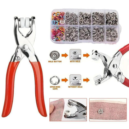 100Pcs Invisible Color Metal Buckle & Hand Pliers DIY Sewing Kit for Clothes Hats