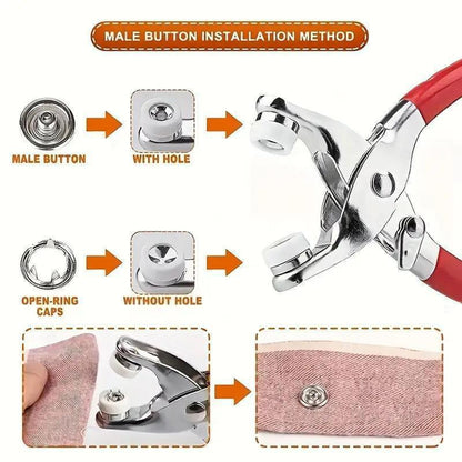 100Pcs Invisible Color Metal Buckle & Hand Pliers DIY Sewing Kit for Clothes Hats