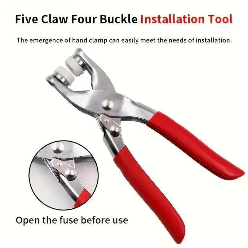 100Pcs Invisible Color Metal Buckle & Hand Pliers DIY Sewing Kit for Clothes Hats
