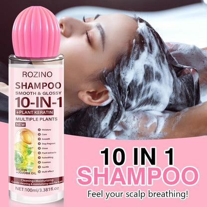 ROZINO 3Pcs Hair Care Set Shampoo Conditioner Hair Serum with Keratin Biotin & Jojoba Oil