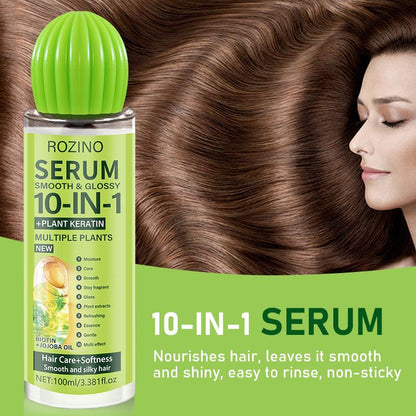 ROZINO 3Pcs Hair Care Set Shampoo Conditioner Hair Serum with Keratin Biotin & Jojoba Oil