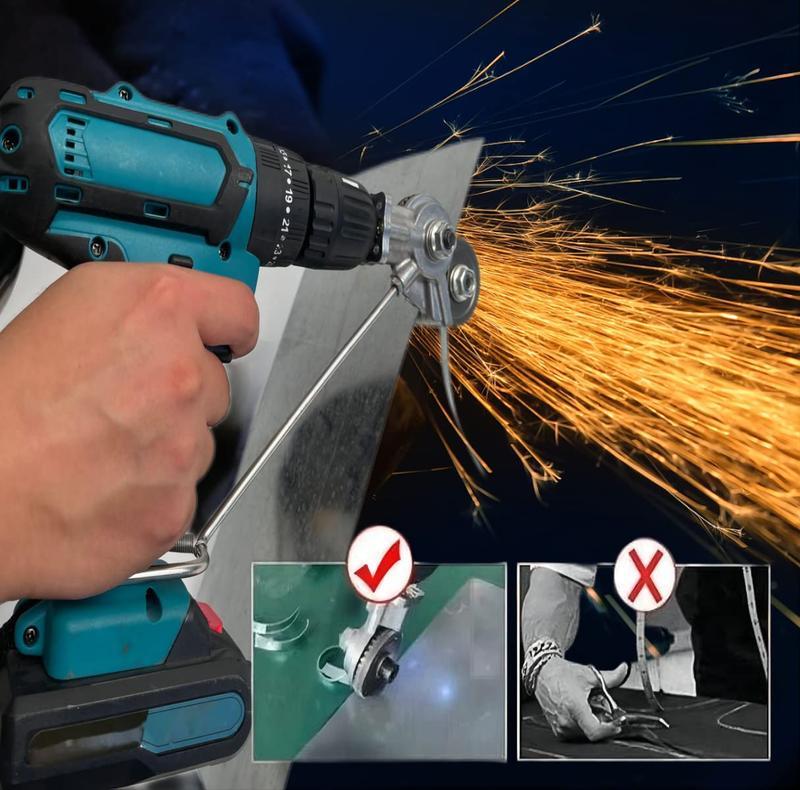 Drill Metal Sheet Cutter Attachment, Electric Drill Nibbler Shears for Thin Steel Iron Aluminum Cutting