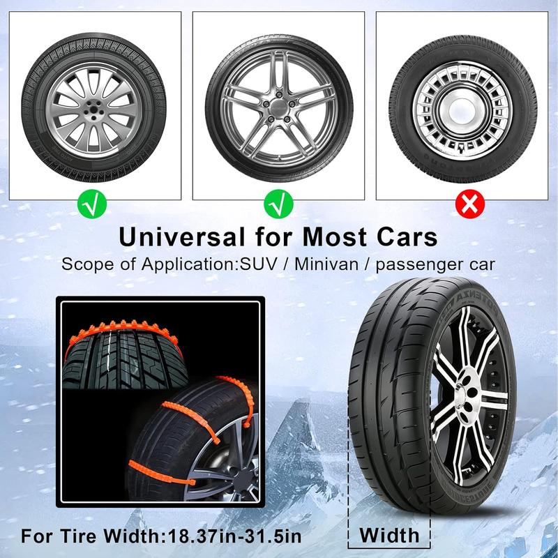 Reusable Snow Tire Chains for SUV & Trucks, Emergency Anti-Skid Traction Chains for Snow, Ice & Mud Roads