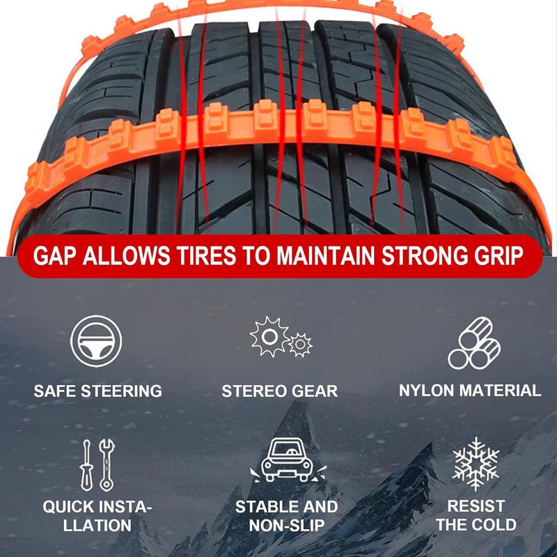 Reusable Snow Tire Chains for SUV & Trucks, Emergency Anti-Skid Traction Chains for Snow, Ice & Mud Roads