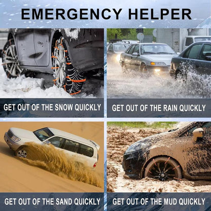 Reusable Snow Tire Chains for SUV & Trucks, Emergency Anti-Skid Traction Chains for Snow, Ice & Mud Roads