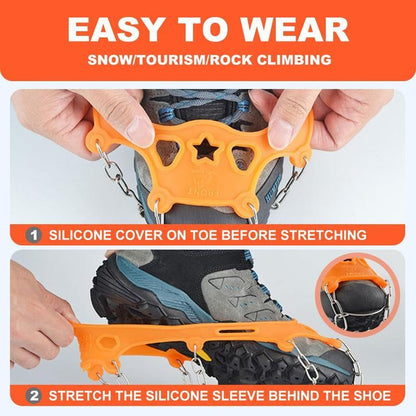 Lightweight Ice Cleats for Shoes Boots, Anti-Slip Snow Traction Grips One Size for Men Women Winter Outdoor