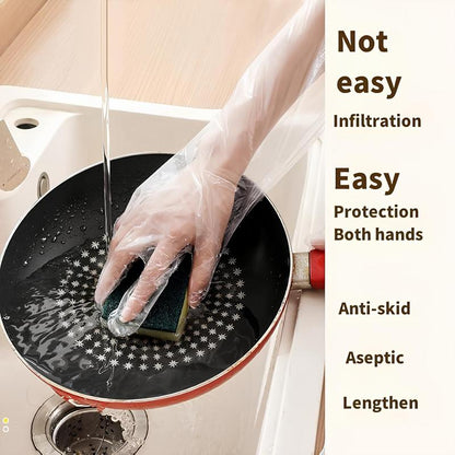 23.6 Inch Long Handle Full Finger Cleaning Gloves 10 Pairs, Waterproof Reusable Gloves for Kitchen Household