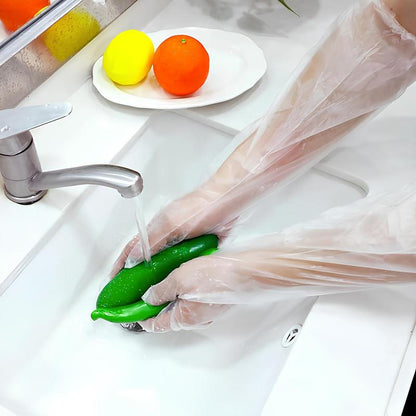 23.6 Inch Long Handle Full Finger Cleaning Gloves 10 Pairs, Waterproof Reusable Gloves for Kitchen Household