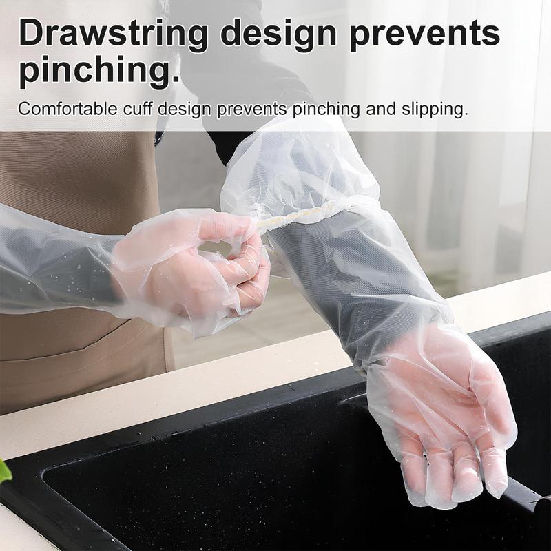 23.6 Inch Long Handle Full Finger Cleaning Gloves 10 Pairs, Waterproof Reusable Gloves for Kitchen Household