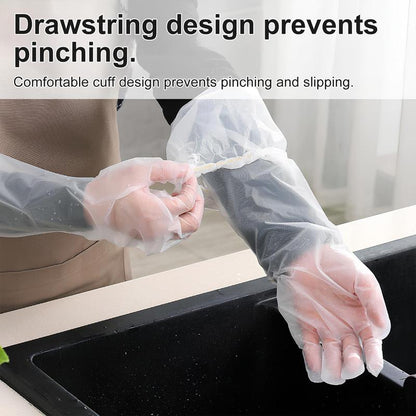 23.6 Inch Long Handle Full Finger Cleaning Gloves 10 Pairs, Waterproof Reusable Gloves for Kitchen Household
