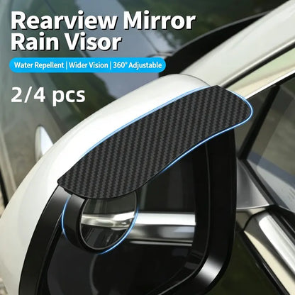 2-Piece Car Rearview Rain Visors ABS Blind-Spot Guards