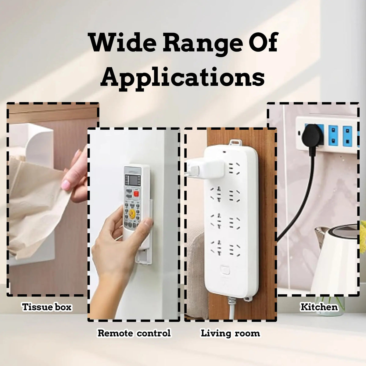 10Pcs Self‑Adhesive Punch‑Free Power Strip Wall Holder with Cable Clips for Router Remote Control