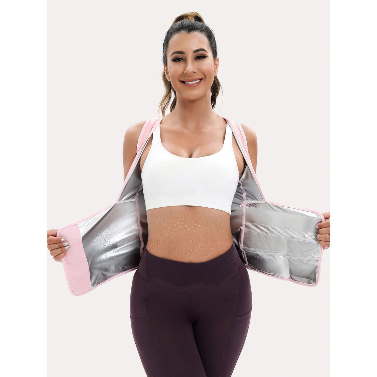 Women Zip‑Up Compression Shapewear Vest, Built‑In Bra Tummy Control Workout Top