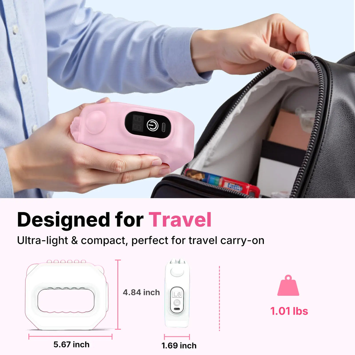5‑Speed Cordless Portable Percussive Massager for Full‑Body Muscle Relaxation, Pink & blue
