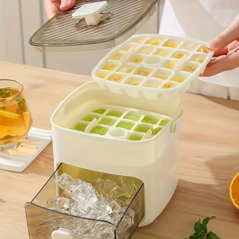 48-Cavity Ice Cube Tray with Easy Press Lid, Double Layer Portable Silicone Ice Mold for Summer Drinks & Frozen Food