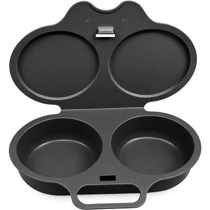 Microwave Egg Steamer Mold 2 Cup, BPA-Free PP Non-Stick Egg & Omelette Maker, Easy Clean Kitchen Gadget Dark Gray