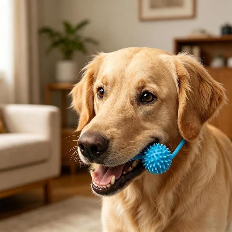 Adjustable Neck Strap Dog Teeth Cleaning Chew Stick, Bite Resistant Rubber Pet Oral Care Mouth Opener for All Size Dogs