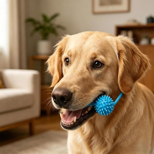 Adjustable Neck Strap Dog Teeth Cleaning Chew Stick, Bite Resistant Rubber Pet Oral Care Mouth Opener for All Size Dogs