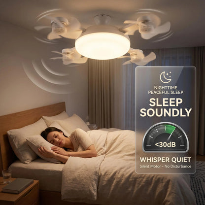 2-in-1 Ceiling Fan + LED Light — Screws Into Any E27 Socket, No Wiring, Remote Included