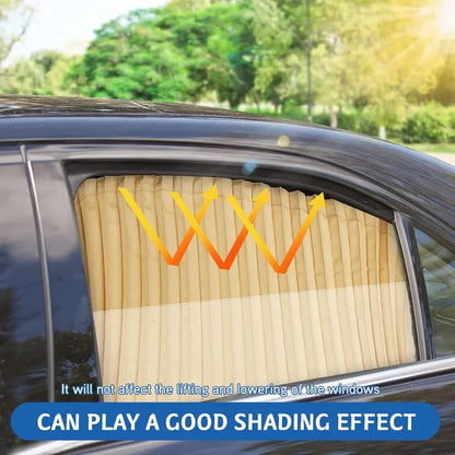 4Pcs Beige Magnetic Car Window Sun Shades, Privacy UV Protection Car Curtain, Cooling Car Accessory for Baby Sleep