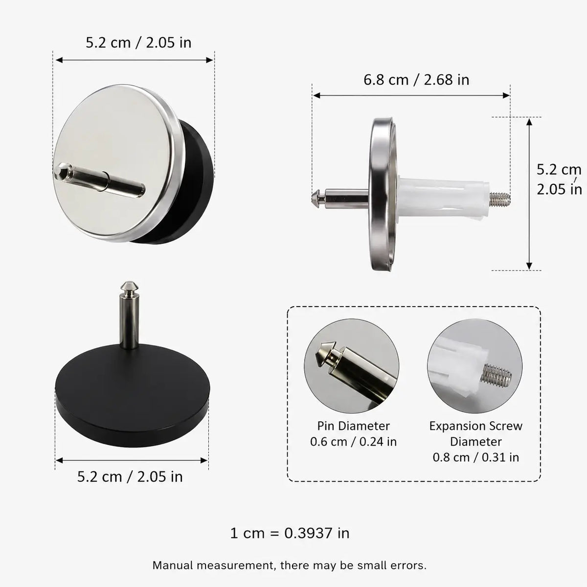 Universal Toilet Seat Expansion Bolt Set - Thickened Stainless Steel, Easy Top-Mount Installation