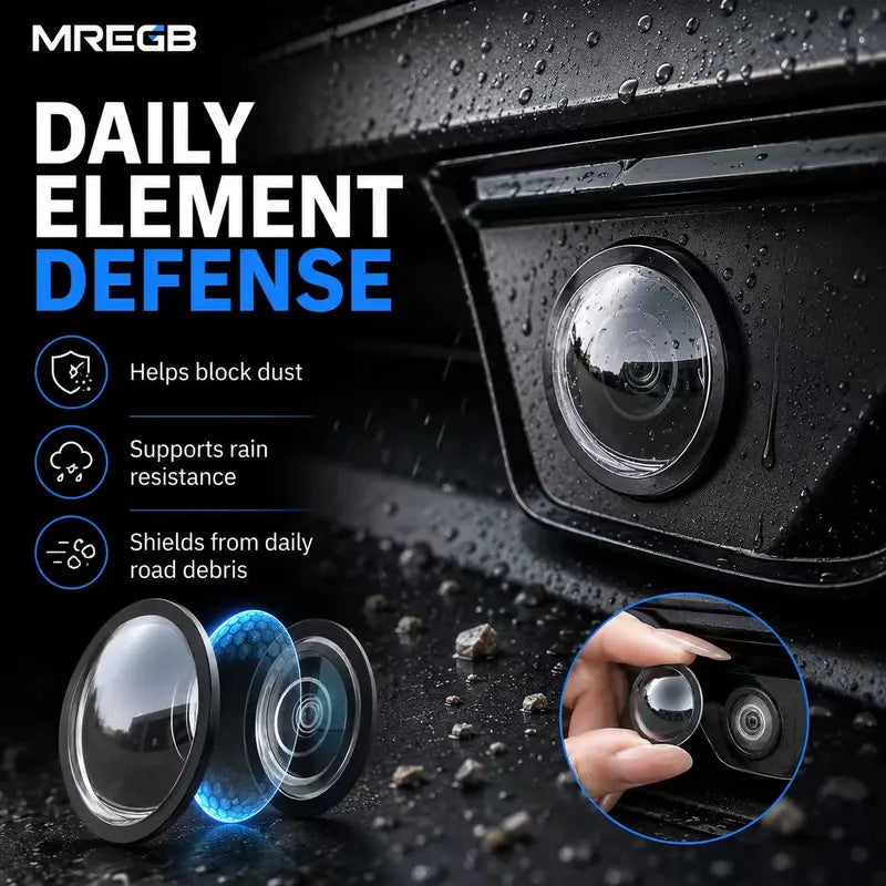 MREGB Mirror-Shape 360 Car Rearview Camera Lens Cover, Weatherproof Anti-Scratch Protector