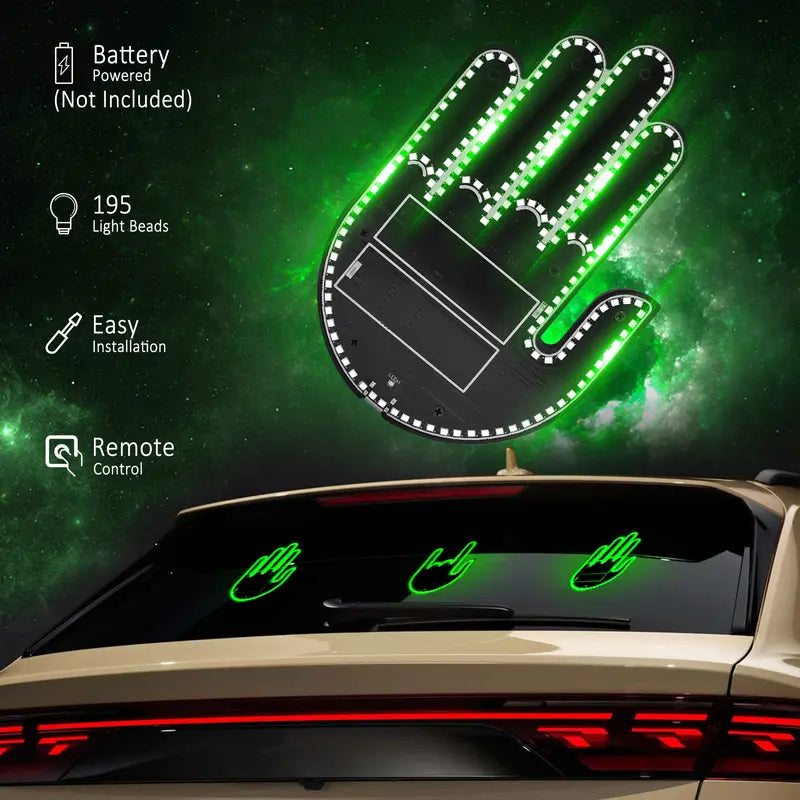 DIBMS Car Gesture LED Light 1Pc, Rechargeable Remote Triple Mode Fun Finger Light for Car Truck