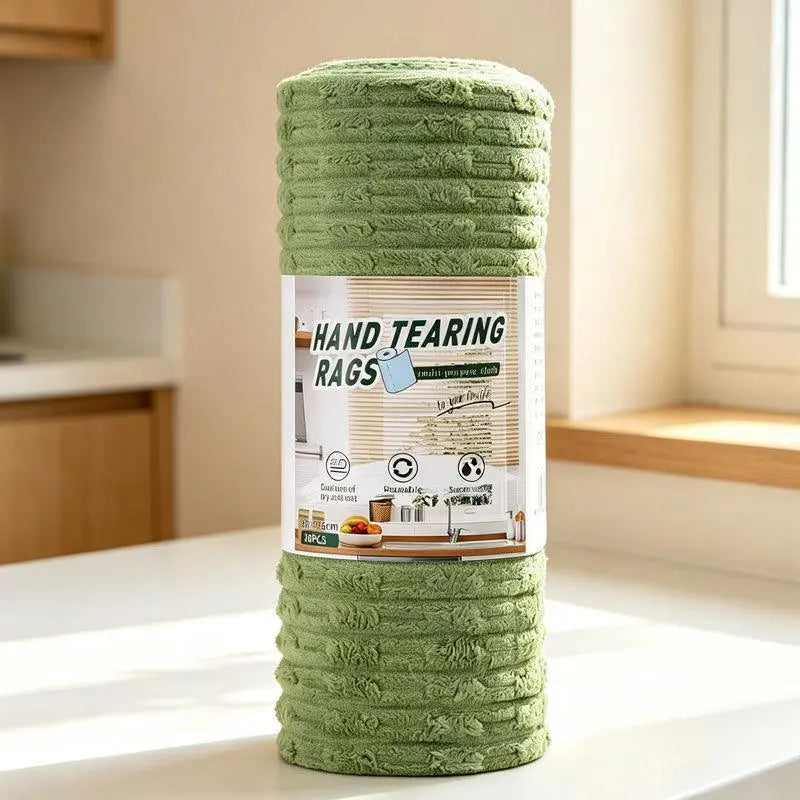 Tear-off Microfiber Cleaning Cloth Roll, Lint-Free Absorbent Kitchen Cleaning Rag