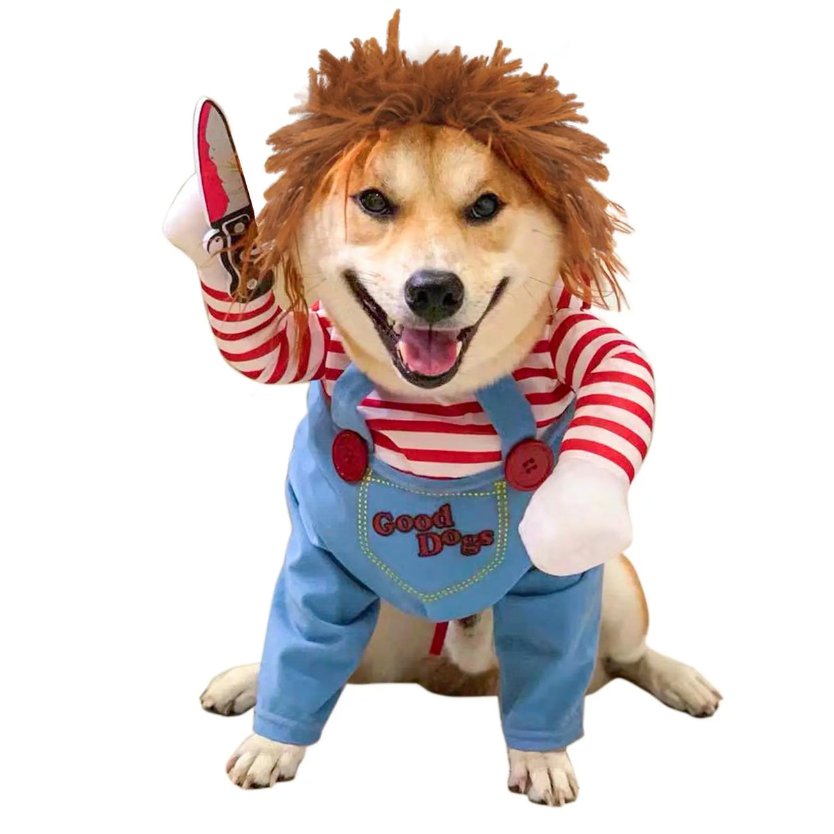 Chucky Halloween Pet Costume, Scary Cosplay Outfit for Dogs & Cats