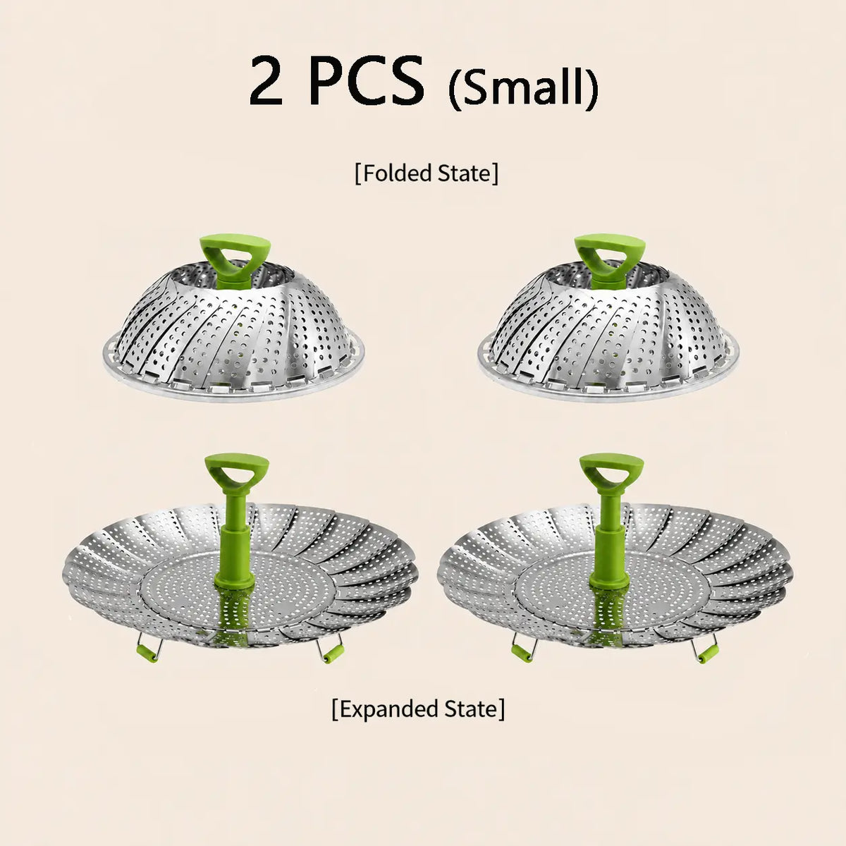 Foldable Stainless Steel Vegetable Steamer Basket with Extendable Handle, Expandable Steaming Insert for Pots