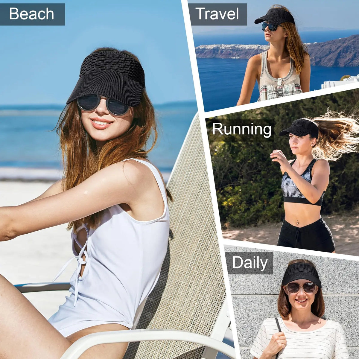 High Ponytail UV Protection Sun Visor Hat for Women Outdoor Sports Daily Wear