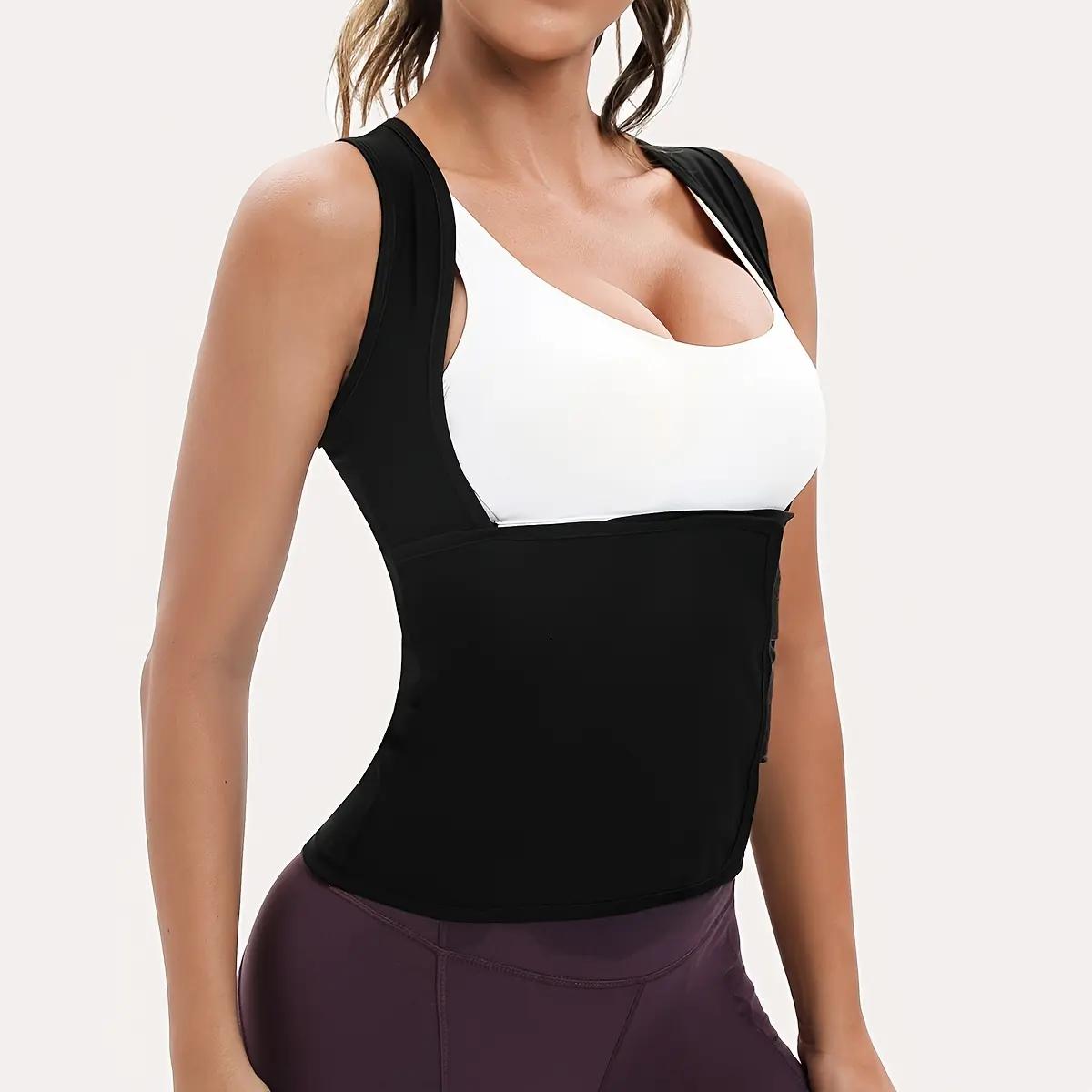 Women Zip‑Up Compression Shapewear Vest, Built‑In Bra Tummy Control Workout Top