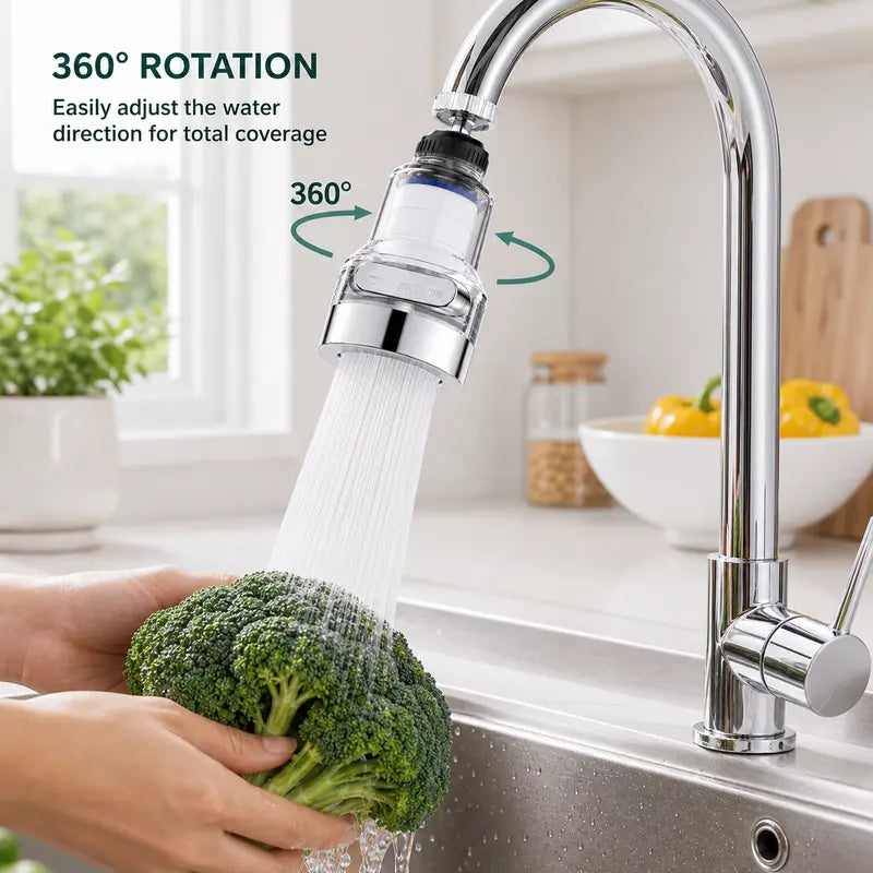 1 Count, 360 Degree Rotatable Faucet Water Filter Sprayer, 3 Spray Modes, 6 Layer Filtration for General Kitchen Sink Use