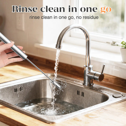 QQ Hand Push Rotary Whisk Stainless Steel Semi-Automatic Egg Coffee Mixer Kitchen Tool