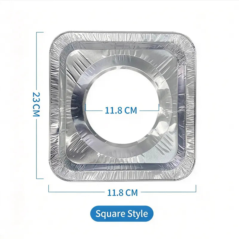 Disposable Aluminum Foil Protective Pads, 8.5" x 8.5" with 4.5" Opening Diameter, for Most Standard Cooktops